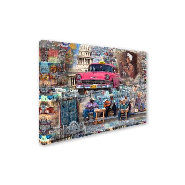 Alberto Lopez 'Pink Chevy In Havana' Canvas Art,14x19